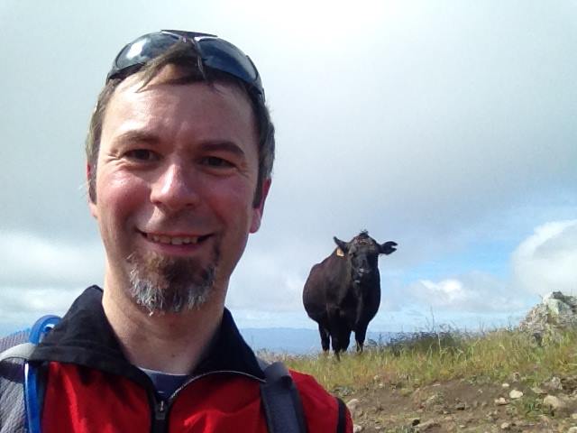 Olivier et une vache en Californie